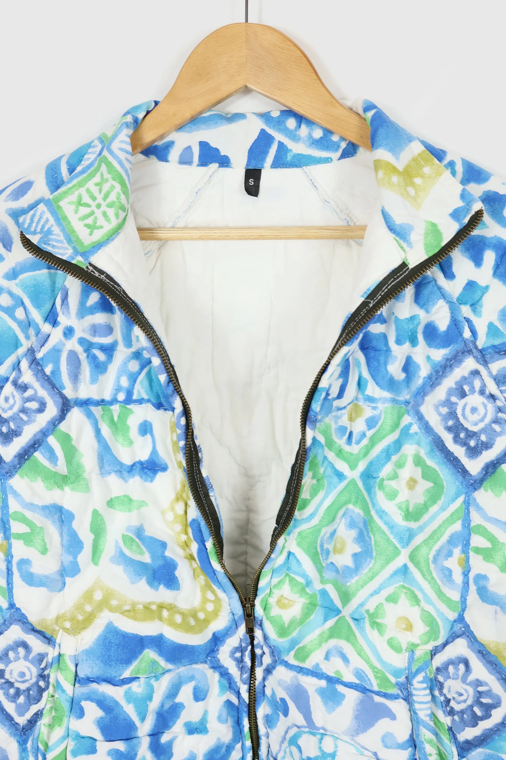 Reworked Blue Pattern Quilt Jacket