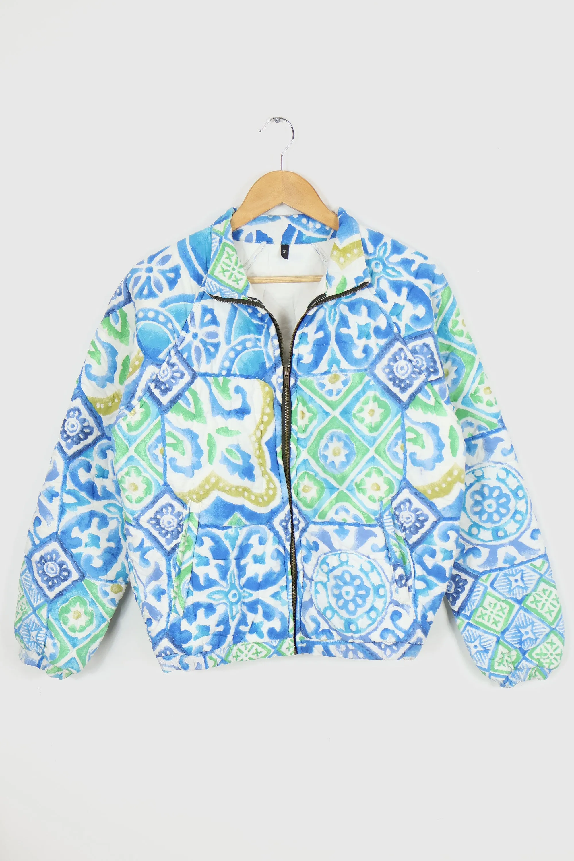 Reworked Blue Pattern Quilt Jacket