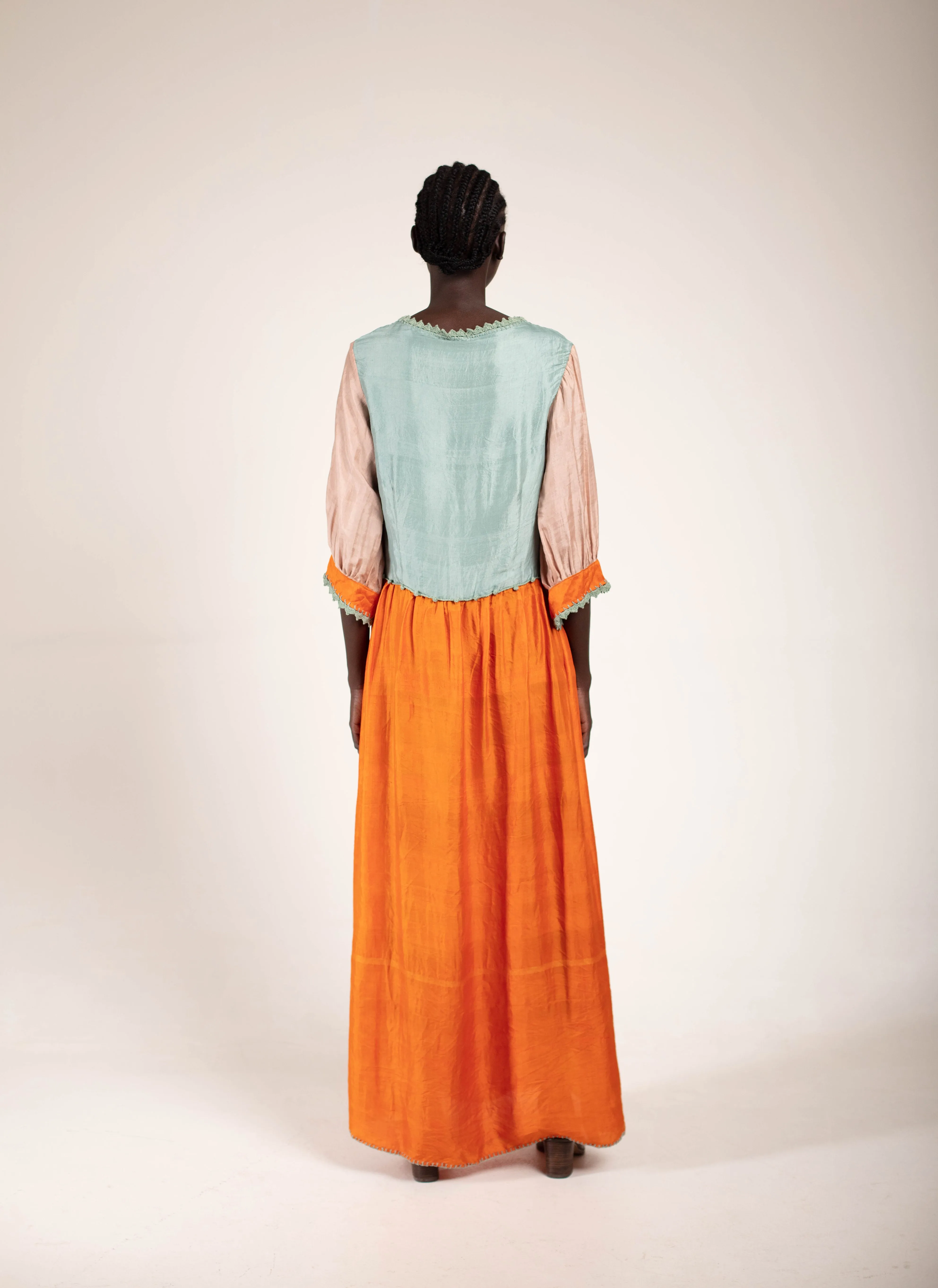 Saffron & Teal Silk Maxi dress