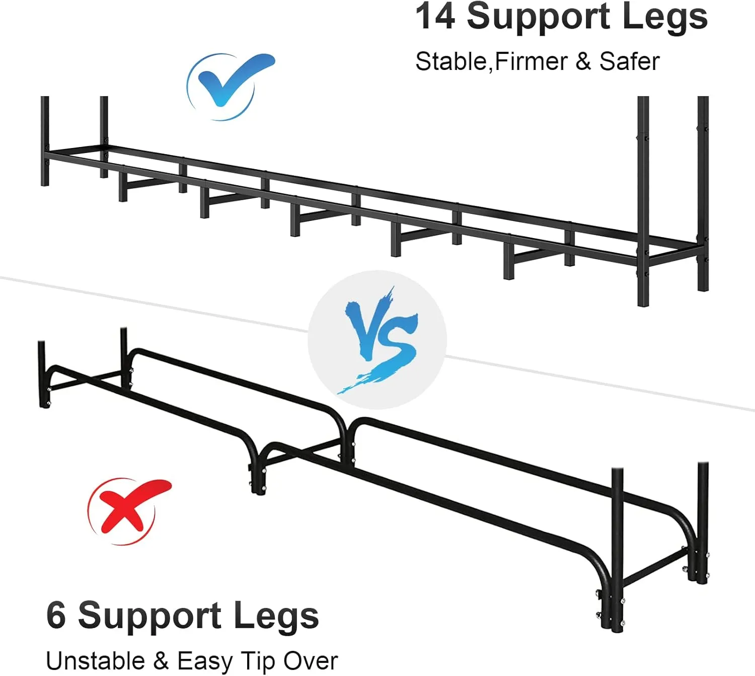 SANNWSG 8ft Firewood Rack with Cover, Heavy Duty Steel Construction, Weather Resistant, Adjustable Log Stacker Stand, Large Capacity, Waterproof for Wood Storage