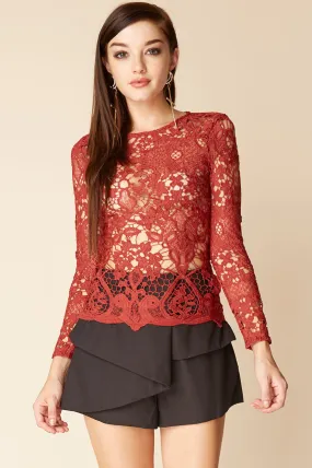 Sasha Dressy Lace Top Wine