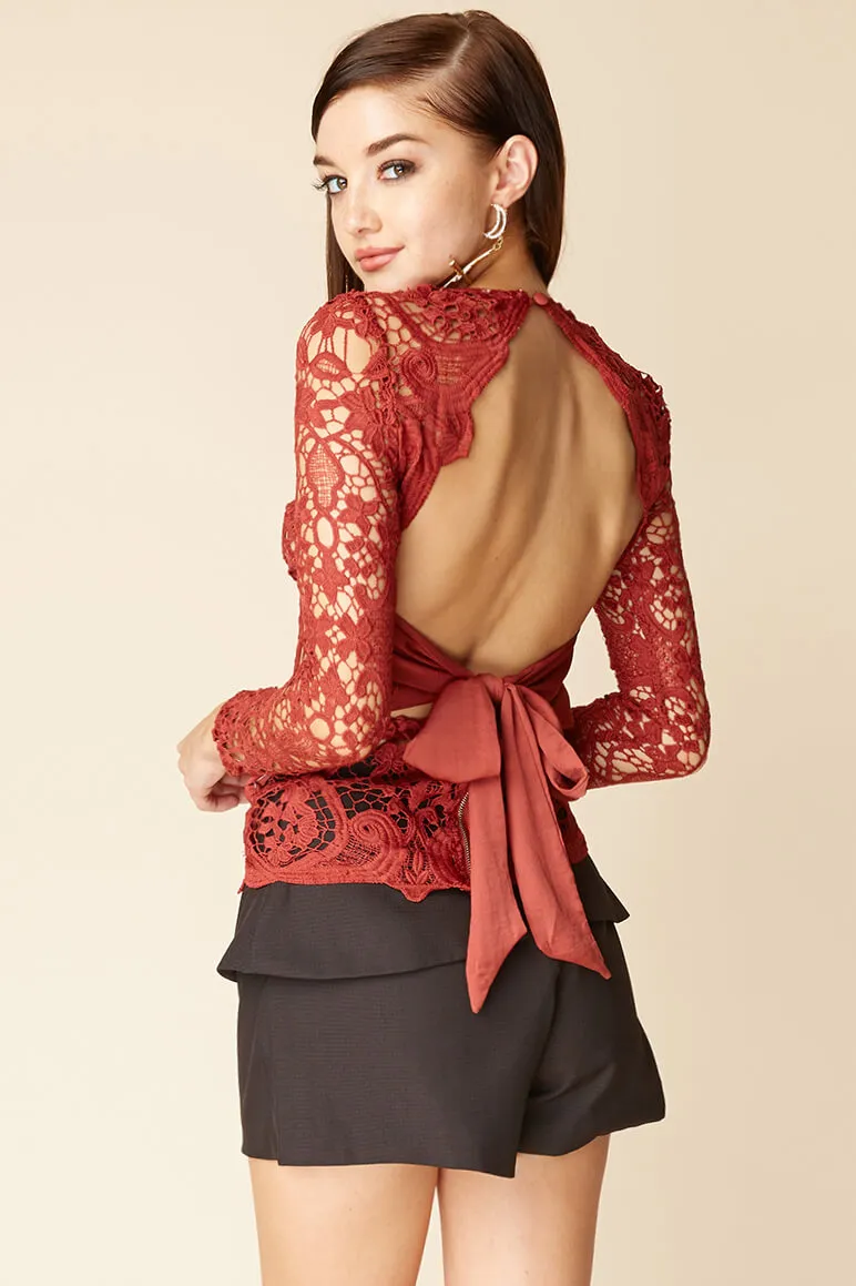 Sasha Dressy Lace Top Wine