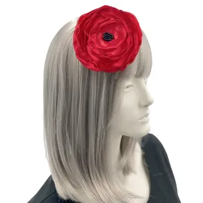 Satin Poppy Brooch Fascinator or Headband