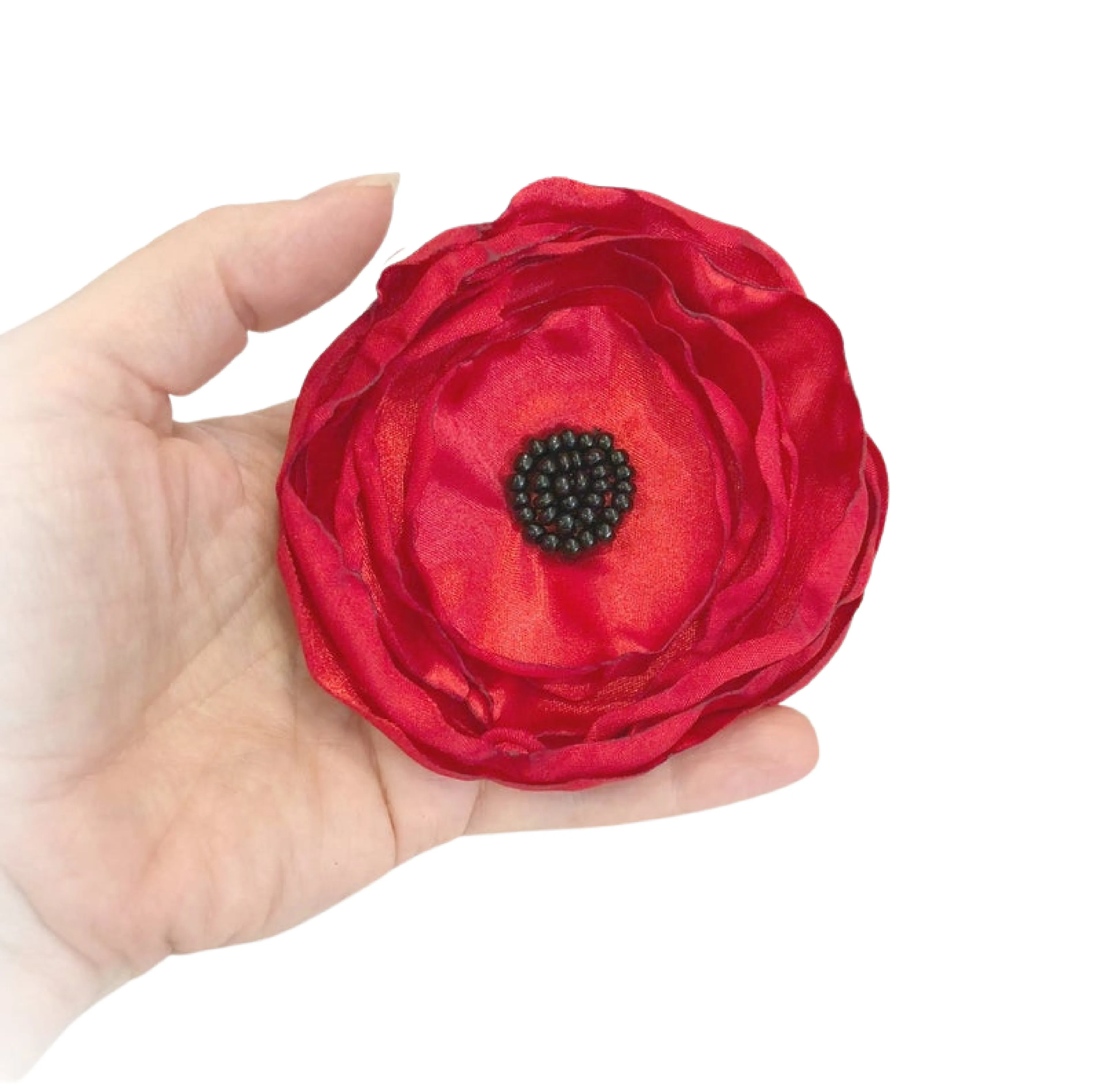 Satin Poppy Brooch Fascinator or Headband