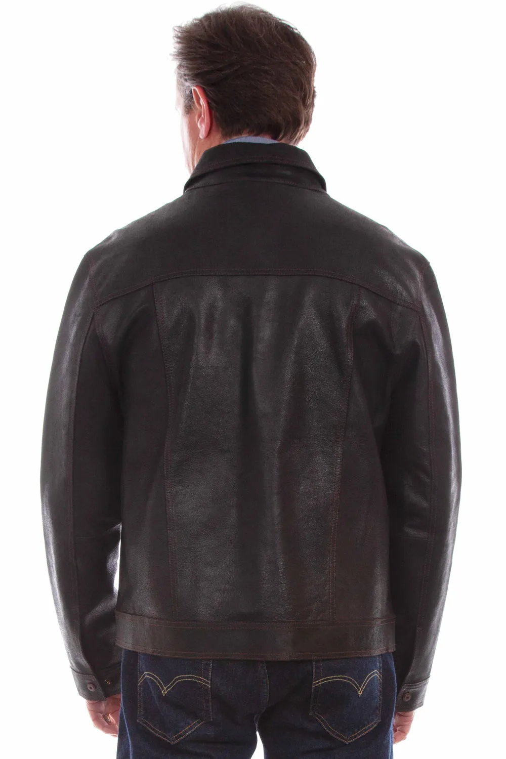 Scully Mens Rugged Collar Vintage Black Leather Leather Jacket