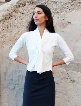 Shawl Collar Pencil Cropped Shirt