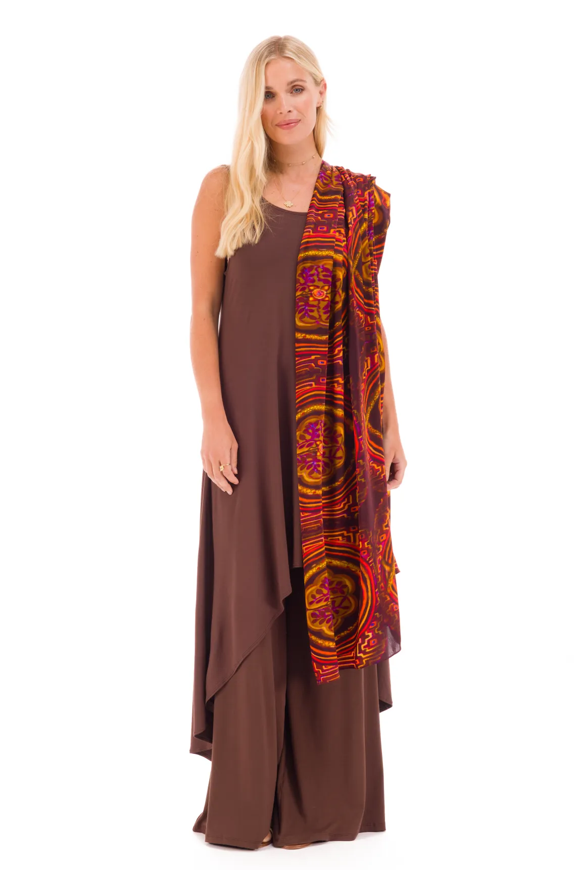 SHIPIBO DHARMA SILK SHAWL - BURGUNDY