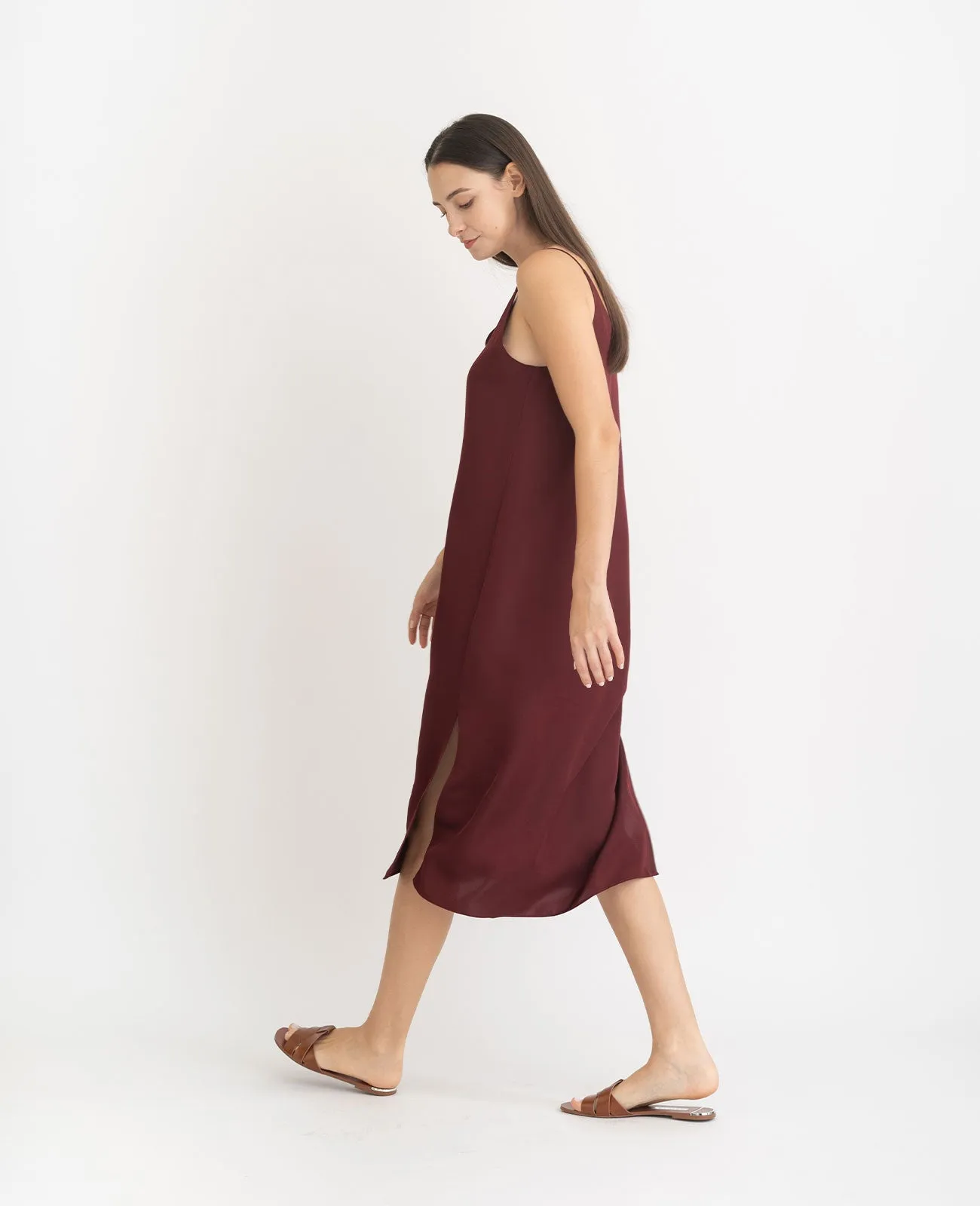 Silk V Neck Slip Dress