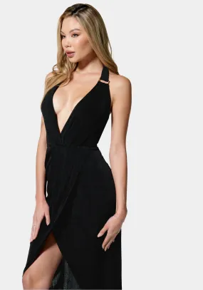 Slinky Asymmetrical Halter Neck Dress