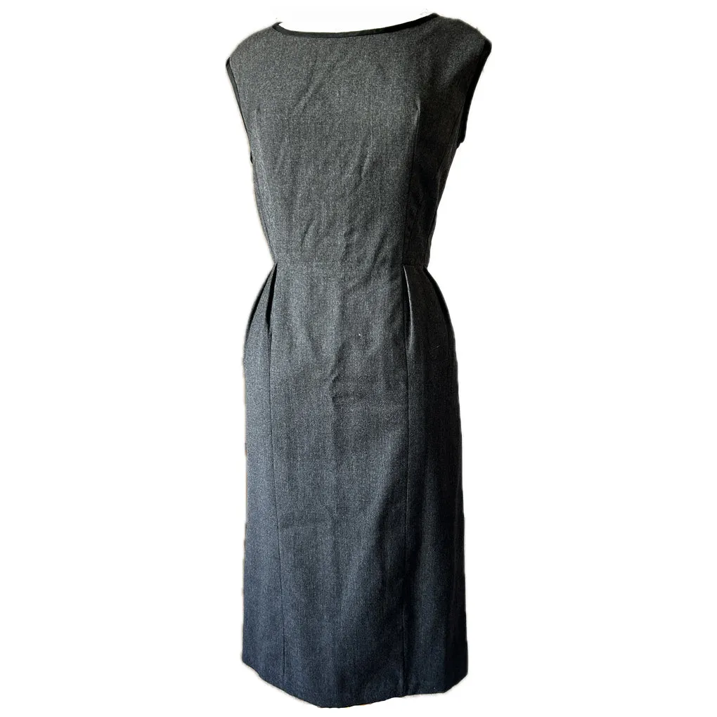 Smart grey wool late 1950s/early 1960s shift dress