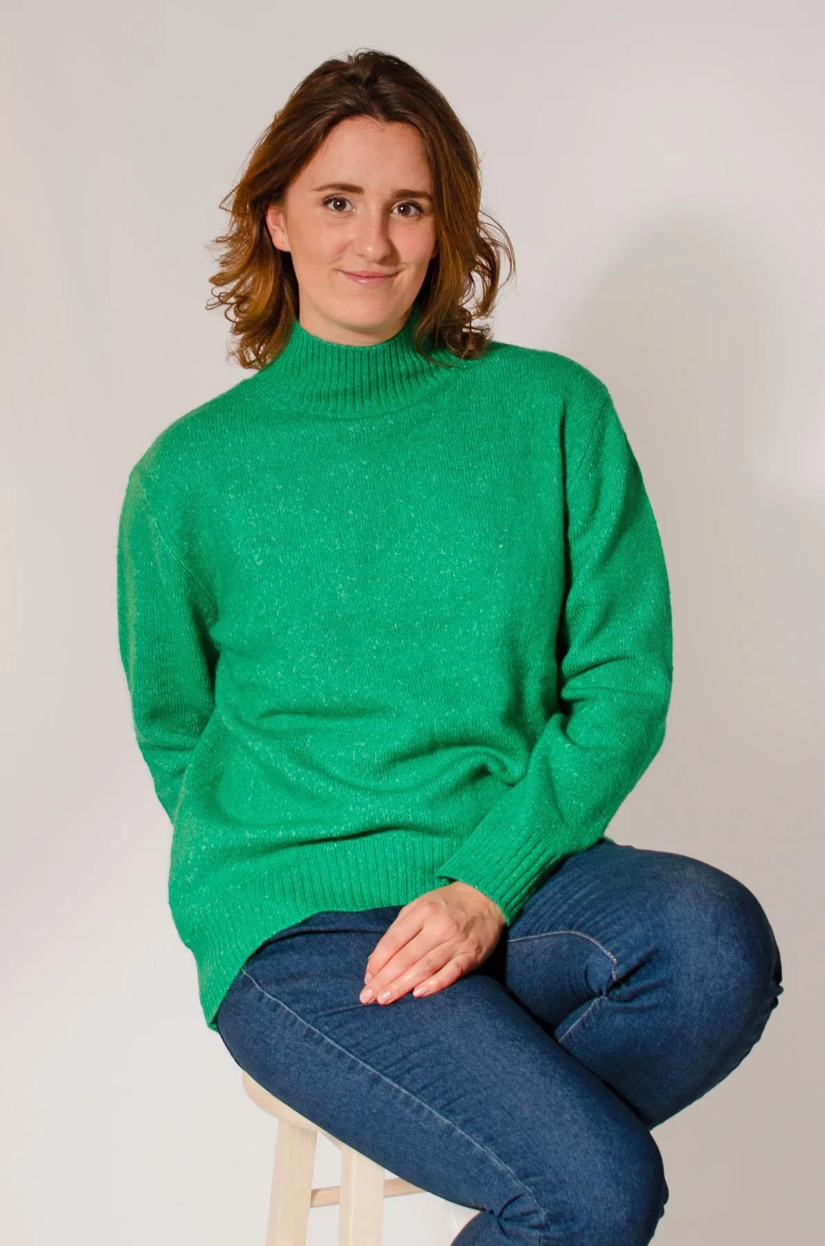 Soft Knit Long Funnel Neck Jumper