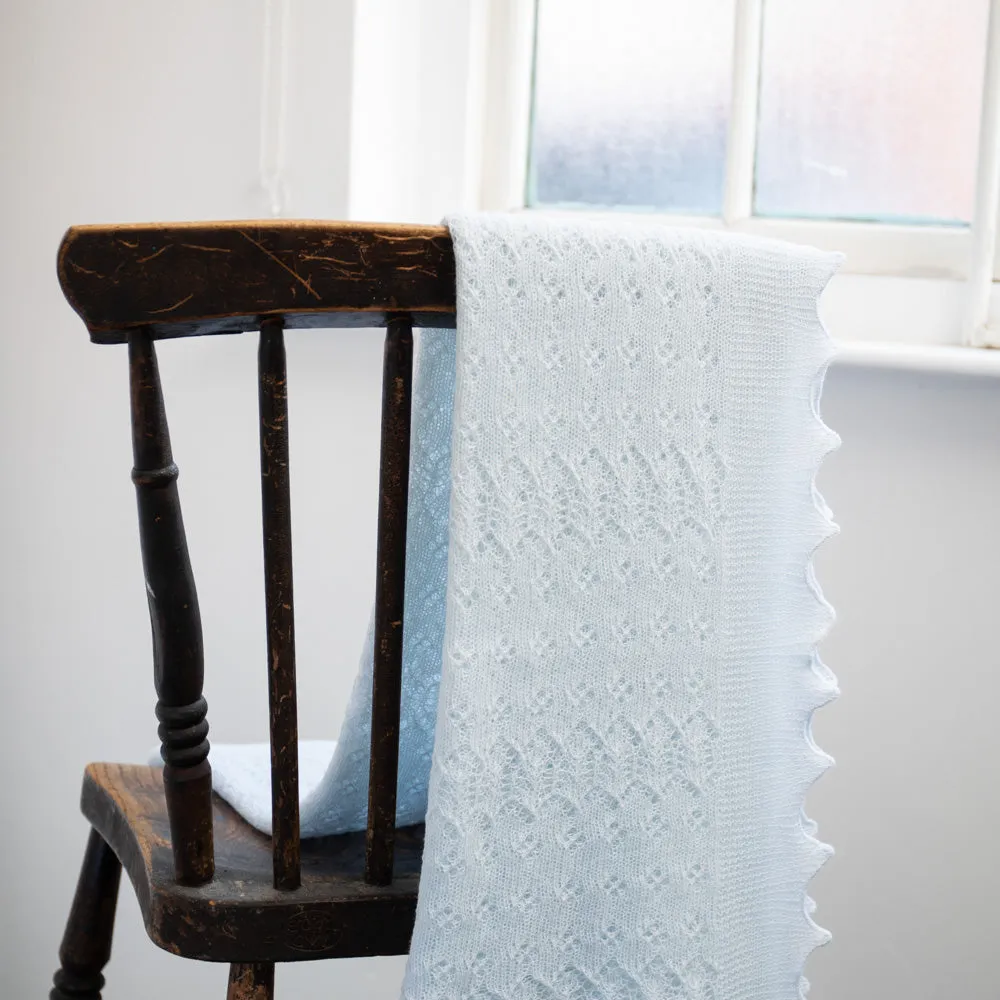 Soft Lacy Baby Shawl - Blue