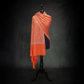 Sozni Hand Embroidered Cashmere Pashmina Orange