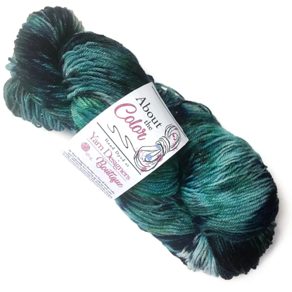 Stormy Seas, Sparkly Sock Yarn Superwash Merino