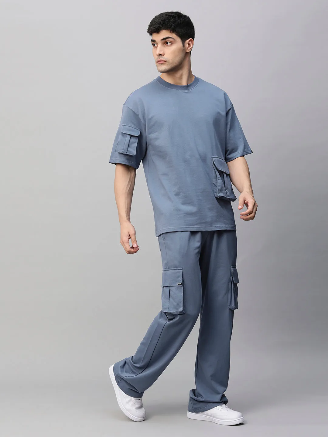 Streetwear Cargo Co-ord Set - Denim Blue