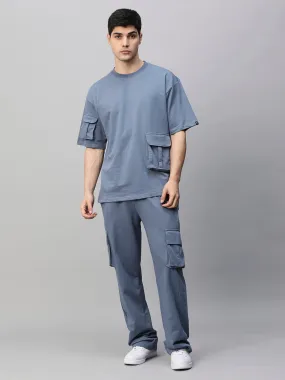 Streetwear Cargo Co-ord Set - Denim Blue