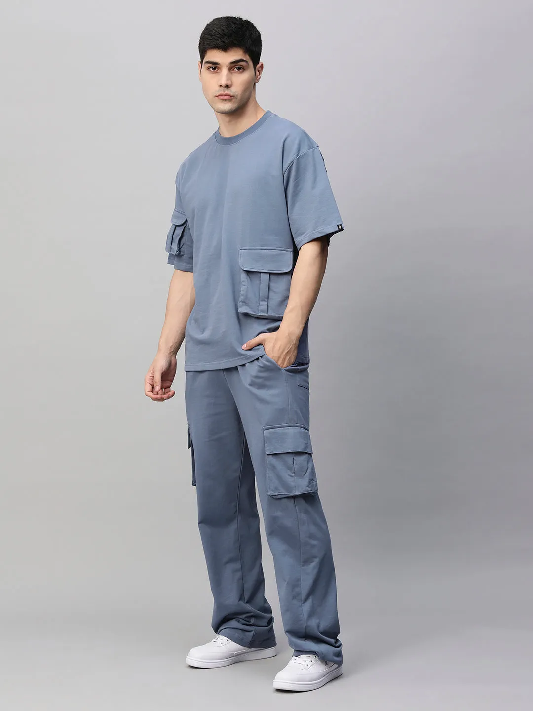 Streetwear Cargo Co-ord Set - Denim Blue