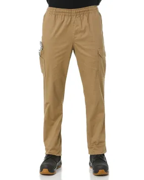 Stretch Cotton Drill Elastic Waist Cargo Pant - Khaki