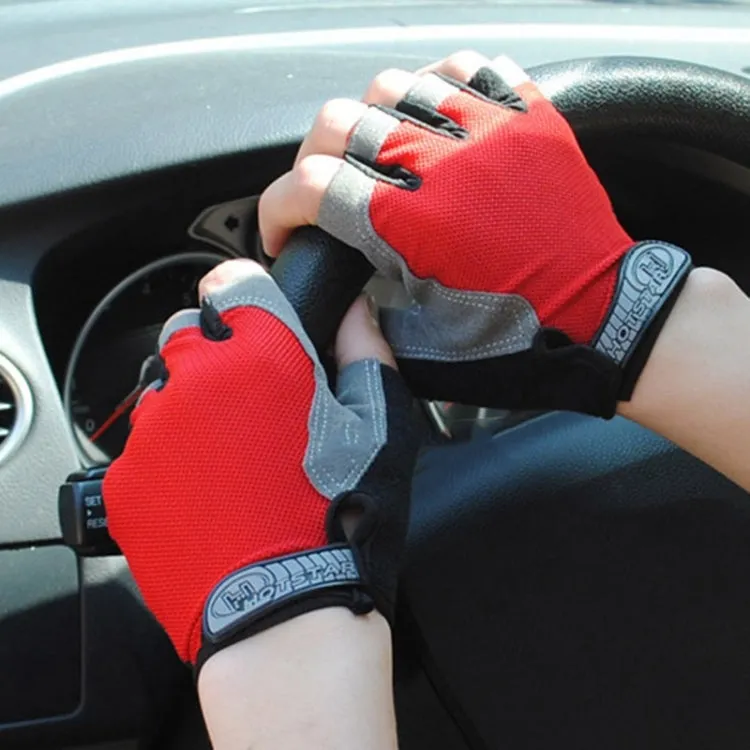 Summer Men Women Fitness Gloves Gym Weight Lifting Cycling Yoga Training Thin Breathable Antiskid Half Finger Gloves, Size:L(Gray)