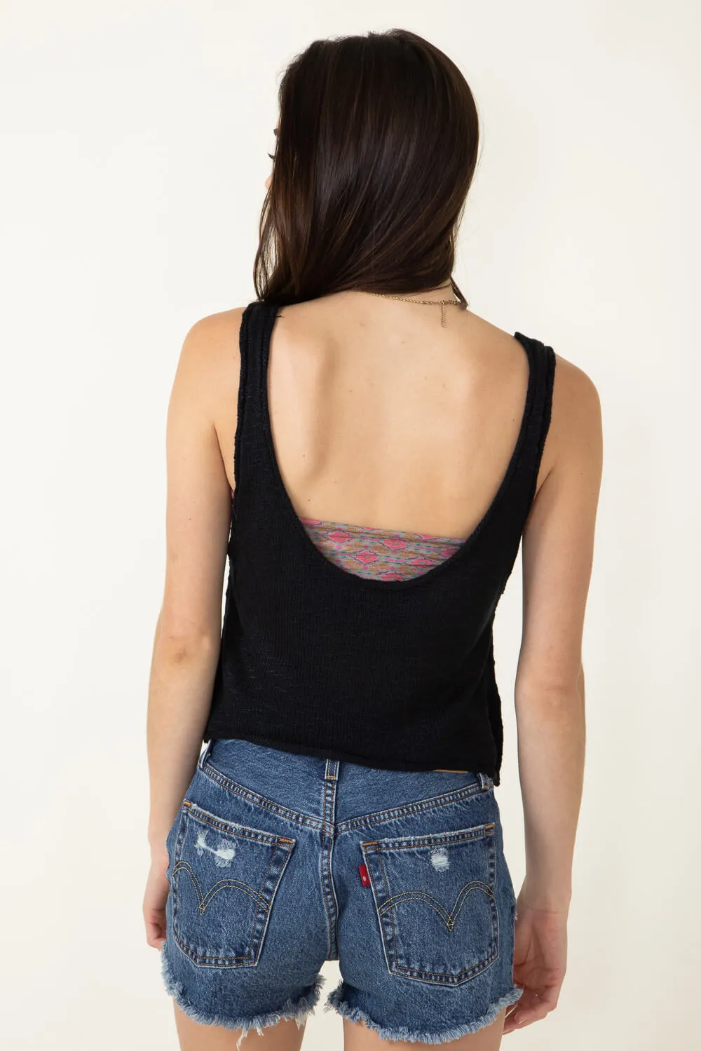 Sweater Tank Top for Women in Black | MT1589-BLACK