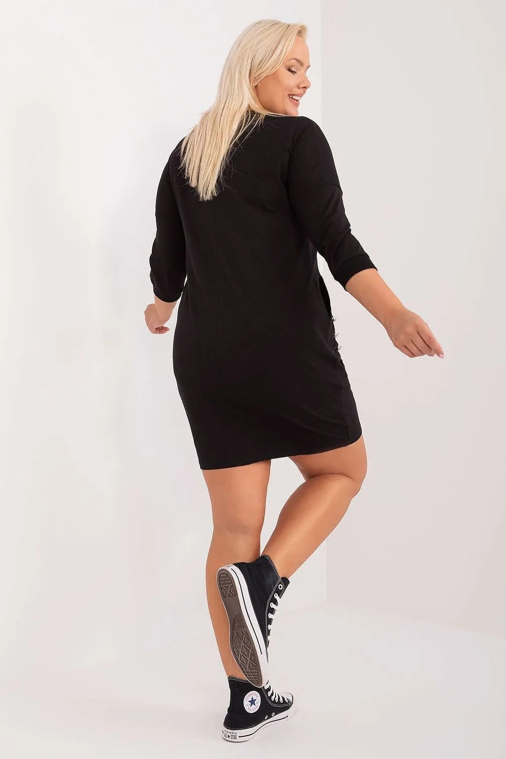 TEEK - Plus Size Spike Hip Pocketed Dress