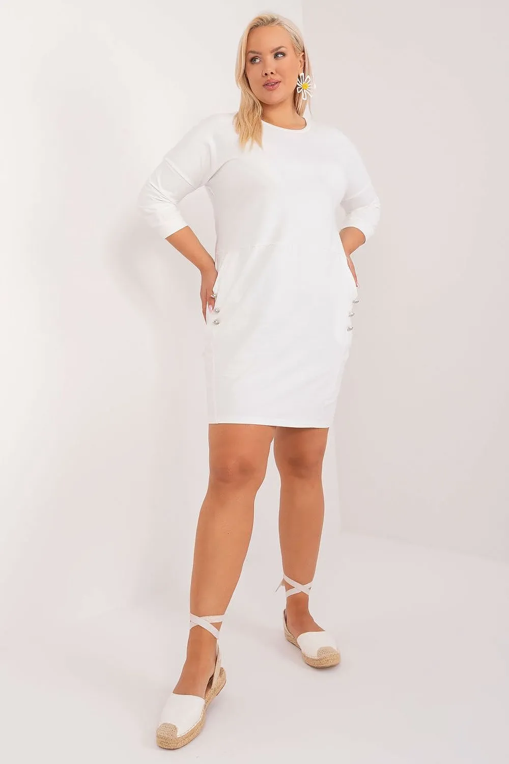 TEEK - Plus Size Spike Hip Pocketed Dress