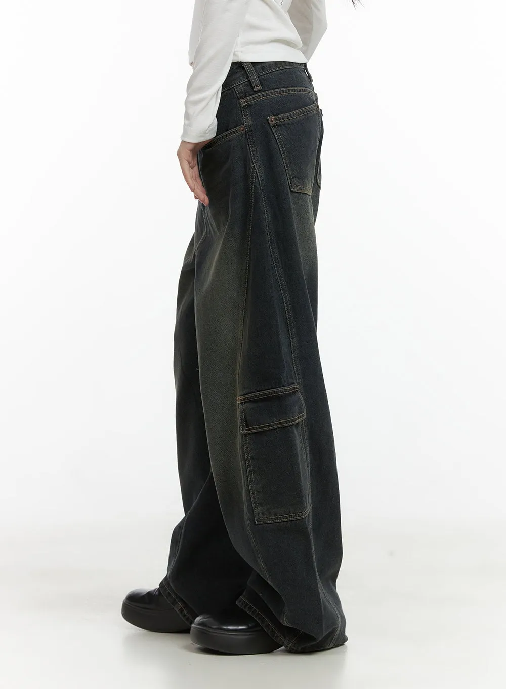 Tess Wide Cargo Denim Pants CO410