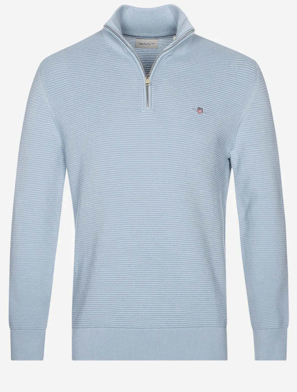 Textured Cotton Half Zip Stormy Sea