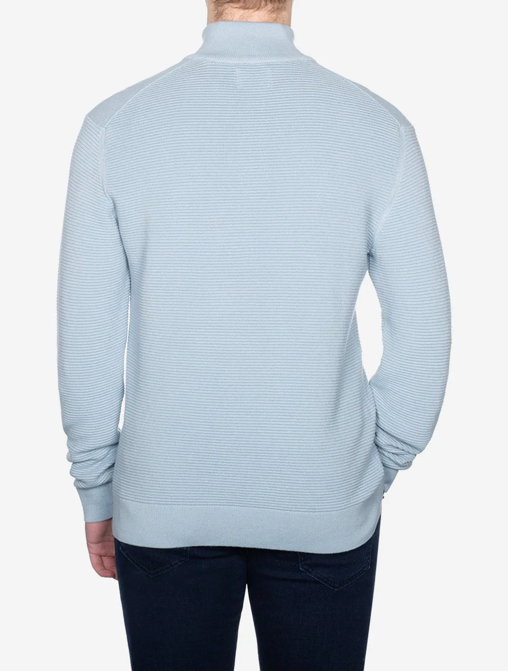 Textured Cotton Half Zip Stormy Sea