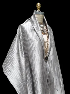 Thai Silk Pintuck Pleated Shawl Silver