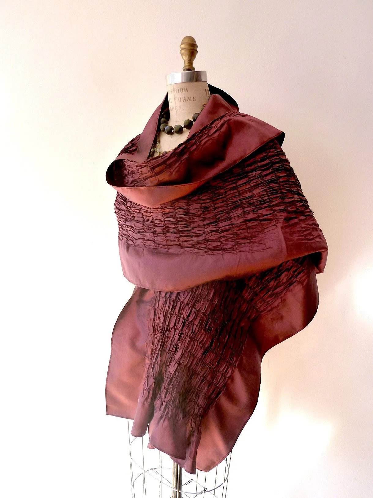 Thai Silk Taffeta Opera Shawl Rose