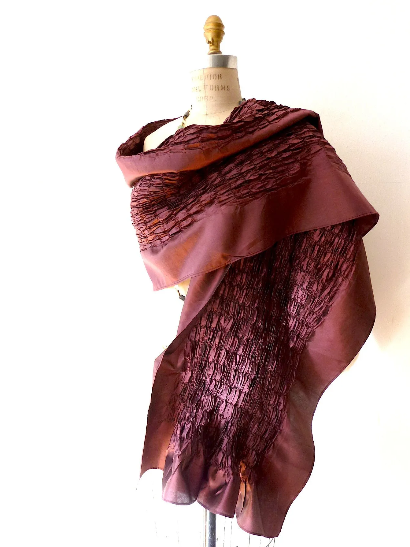 Thai Silk Taffeta Opera Shawl Rose