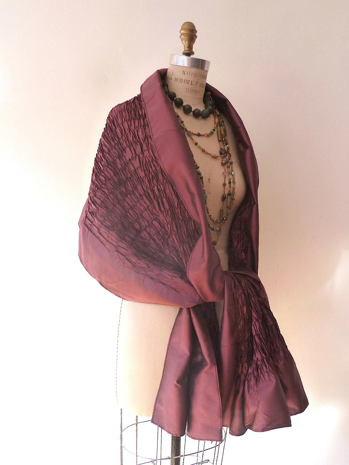 Thai Silk Taffeta Opera Shawl Rose