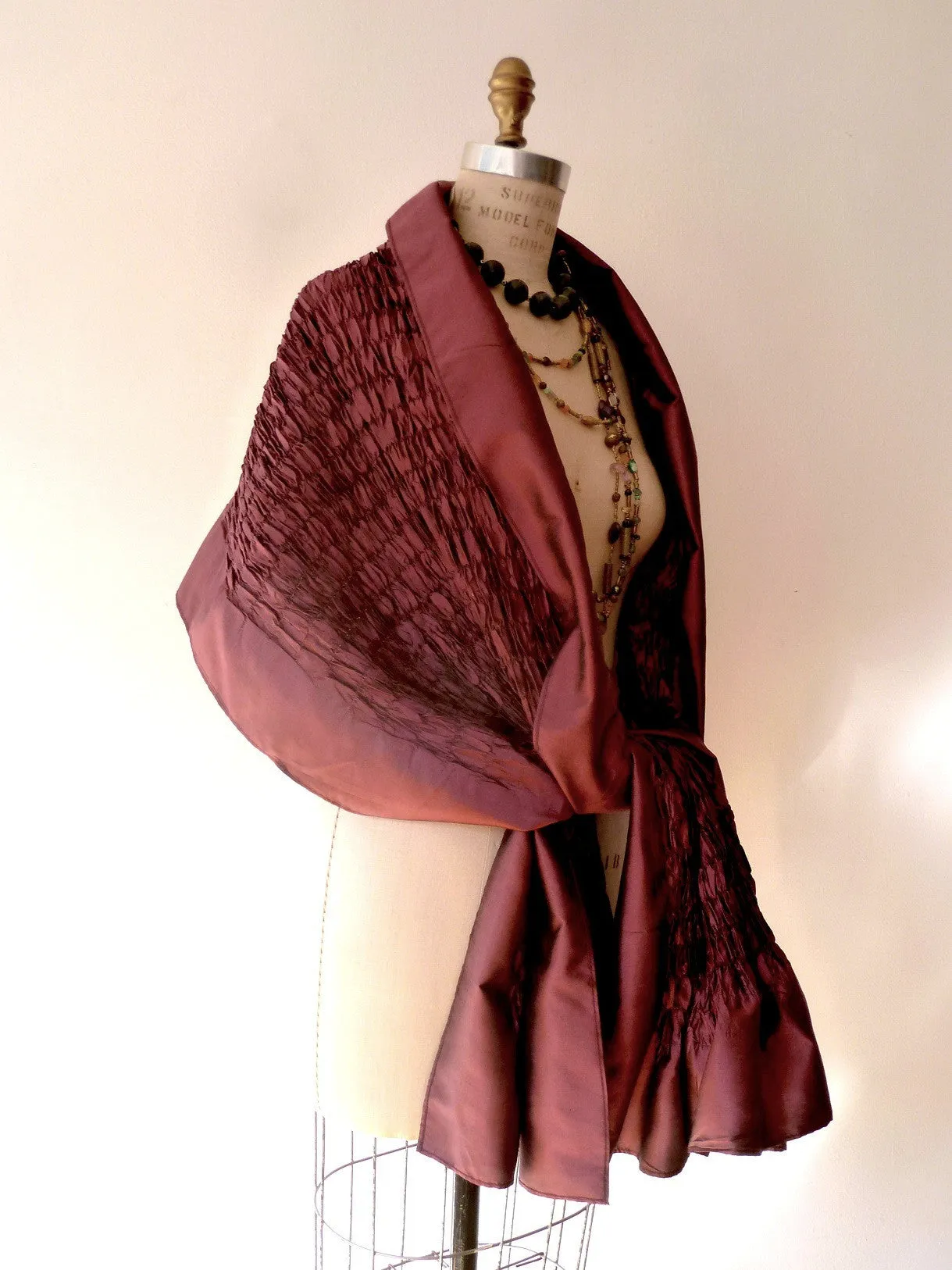 Thai Silk Taffeta Opera Shawl Rose