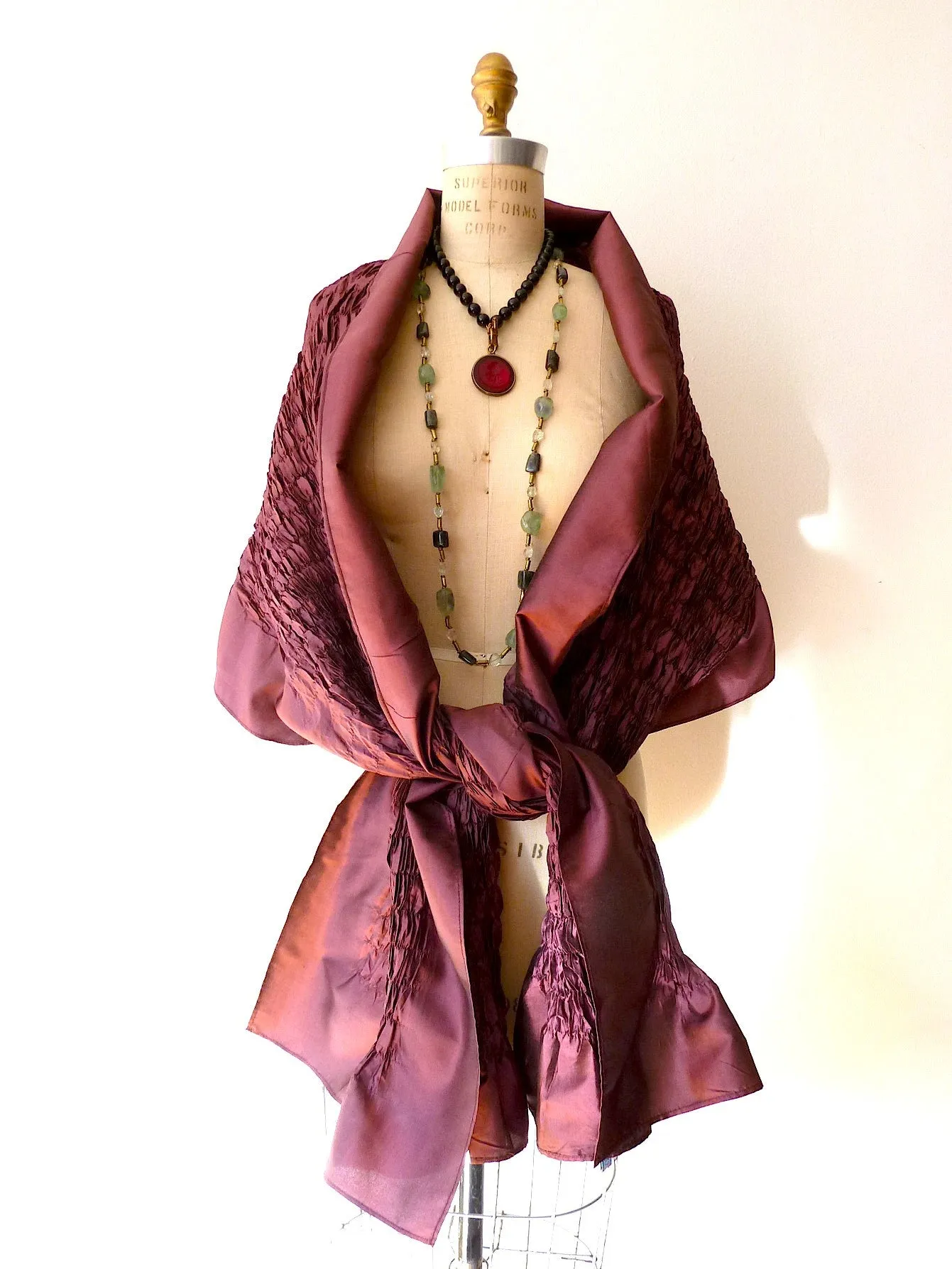 Thai Silk Taffeta Opera Shawl Rose