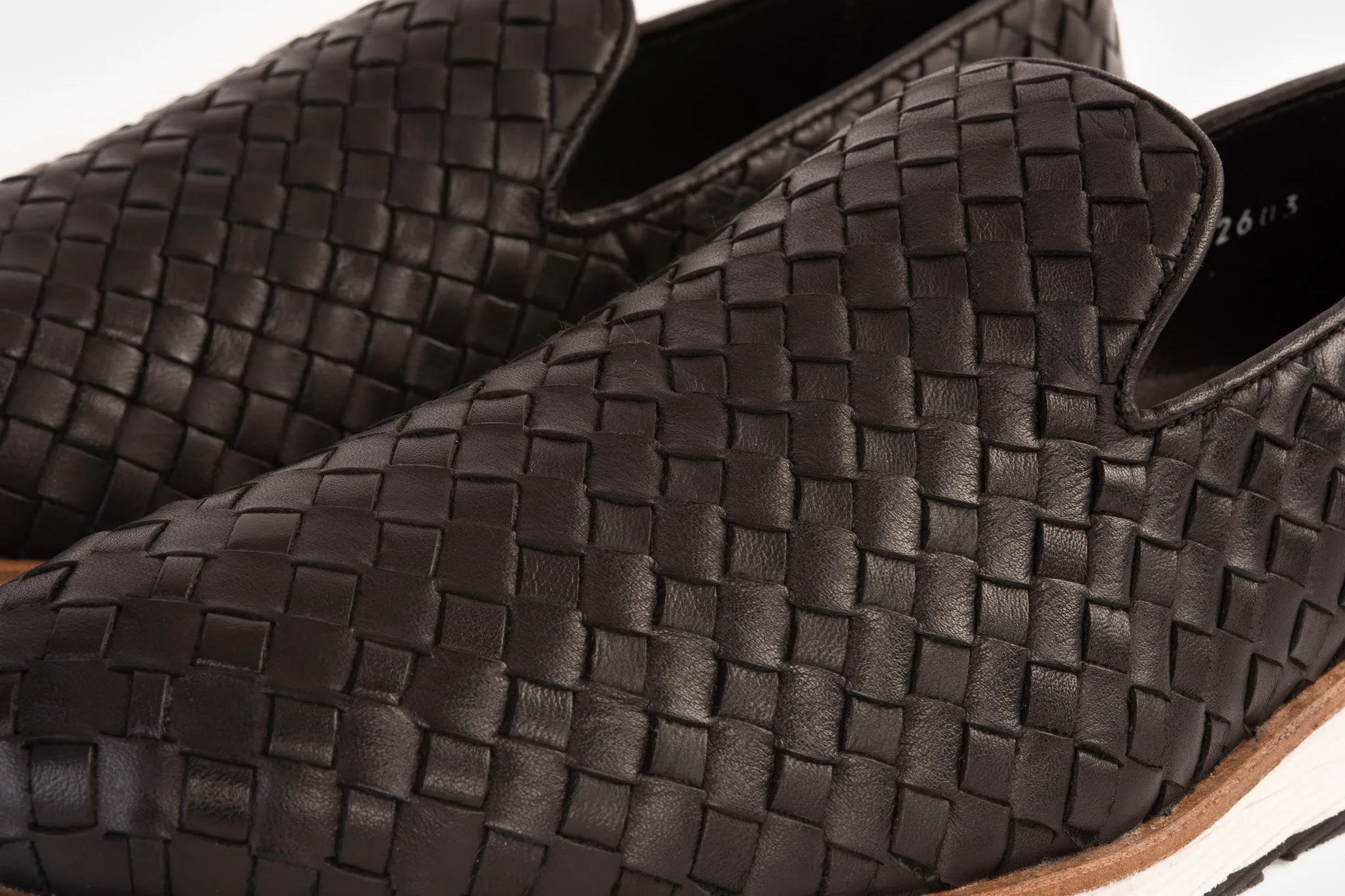 The Ostrava Black Leather Woven Slip-on Loafer Men Shoe Final Sale!