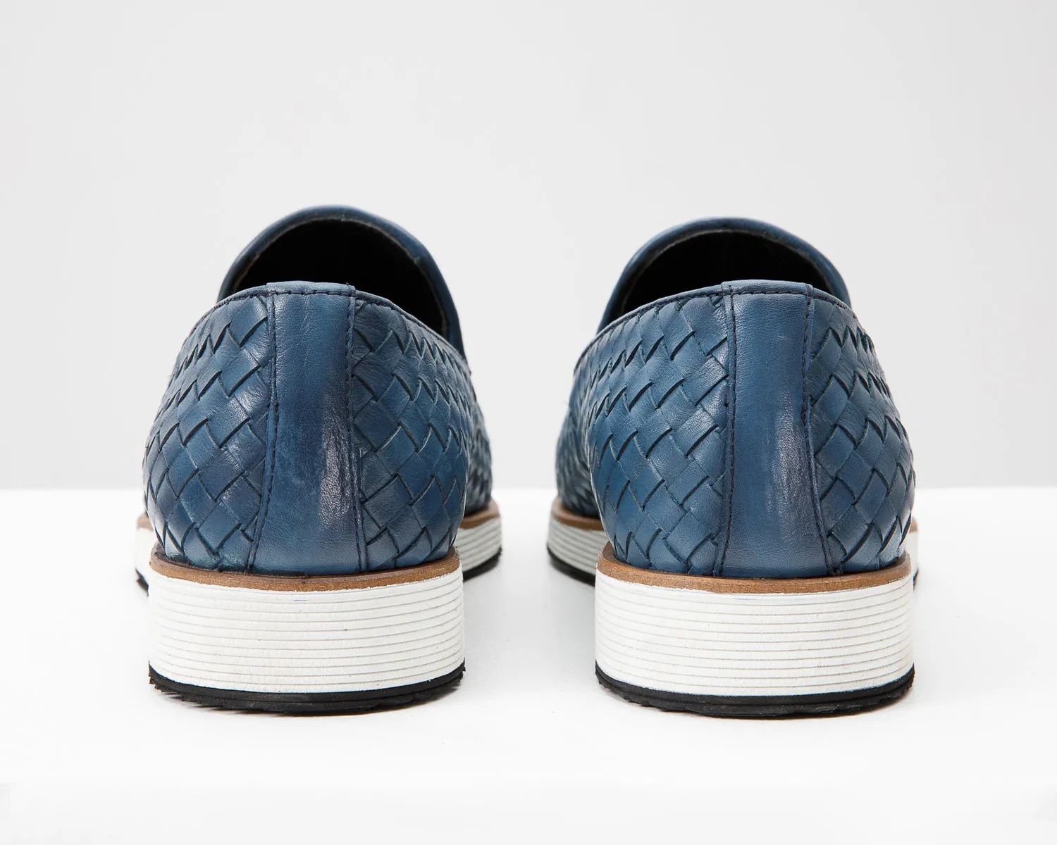 The Ostrava Blue Leather Woven Slip-on Loafer Men Shoe Final Sale!