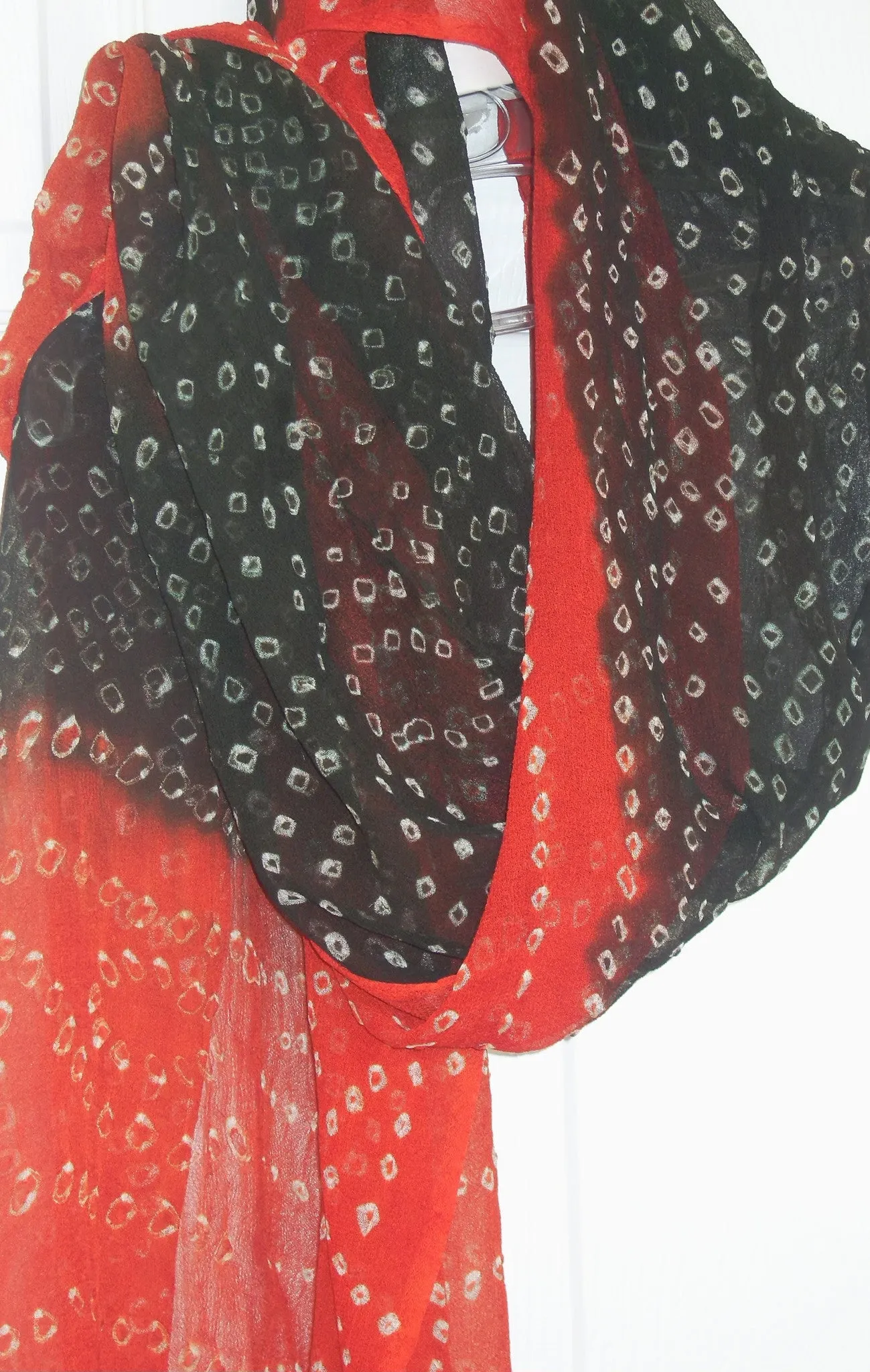 Tie Dye Red Chiffon Scarf