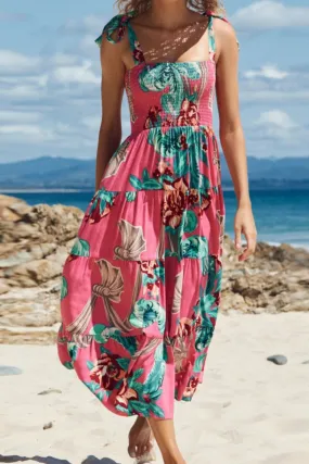 Tie-Shoulder Beach Midi Dress