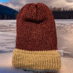 Toboggan, Loom Knit, Adult, Red/Brown