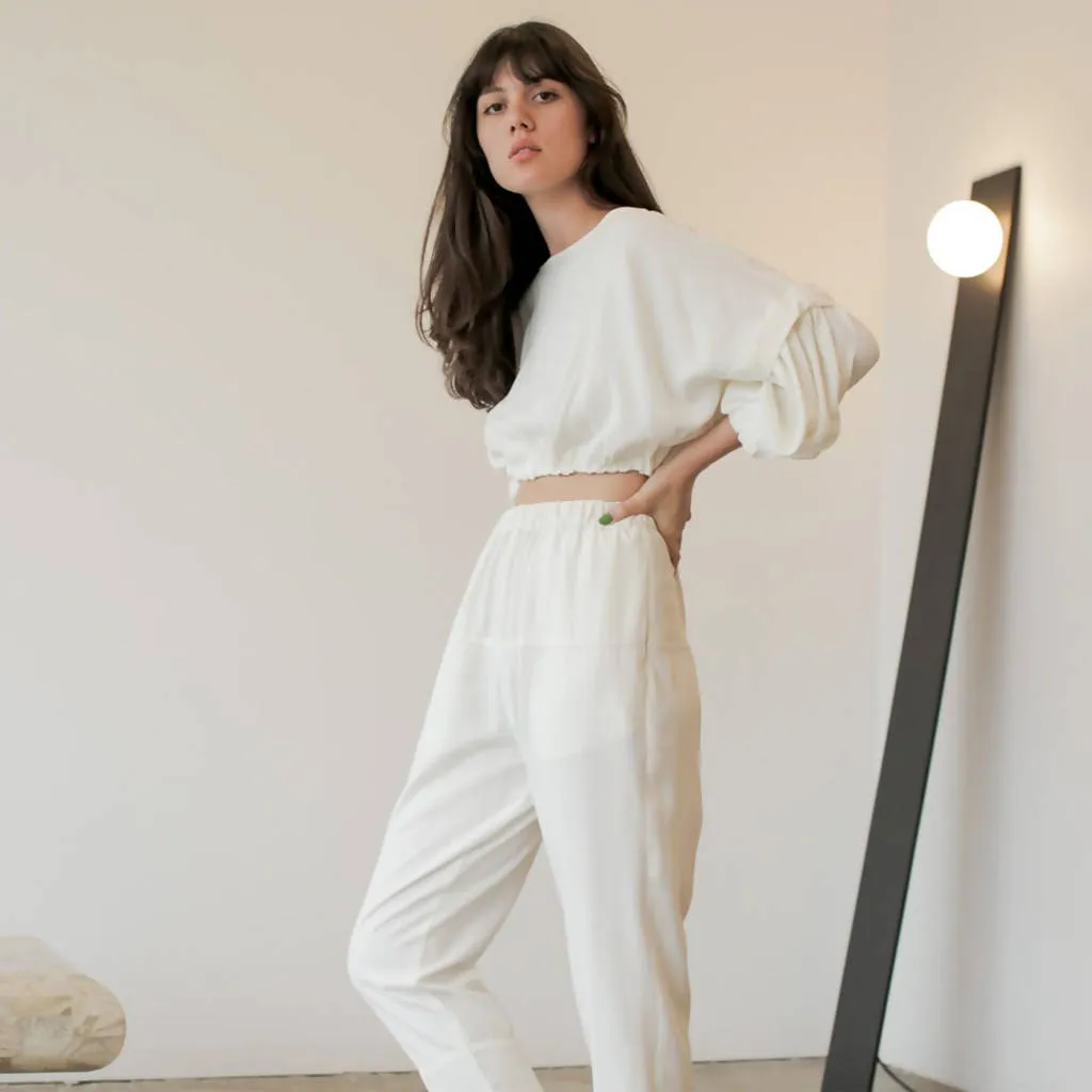 Unisex Pull On Pant- White