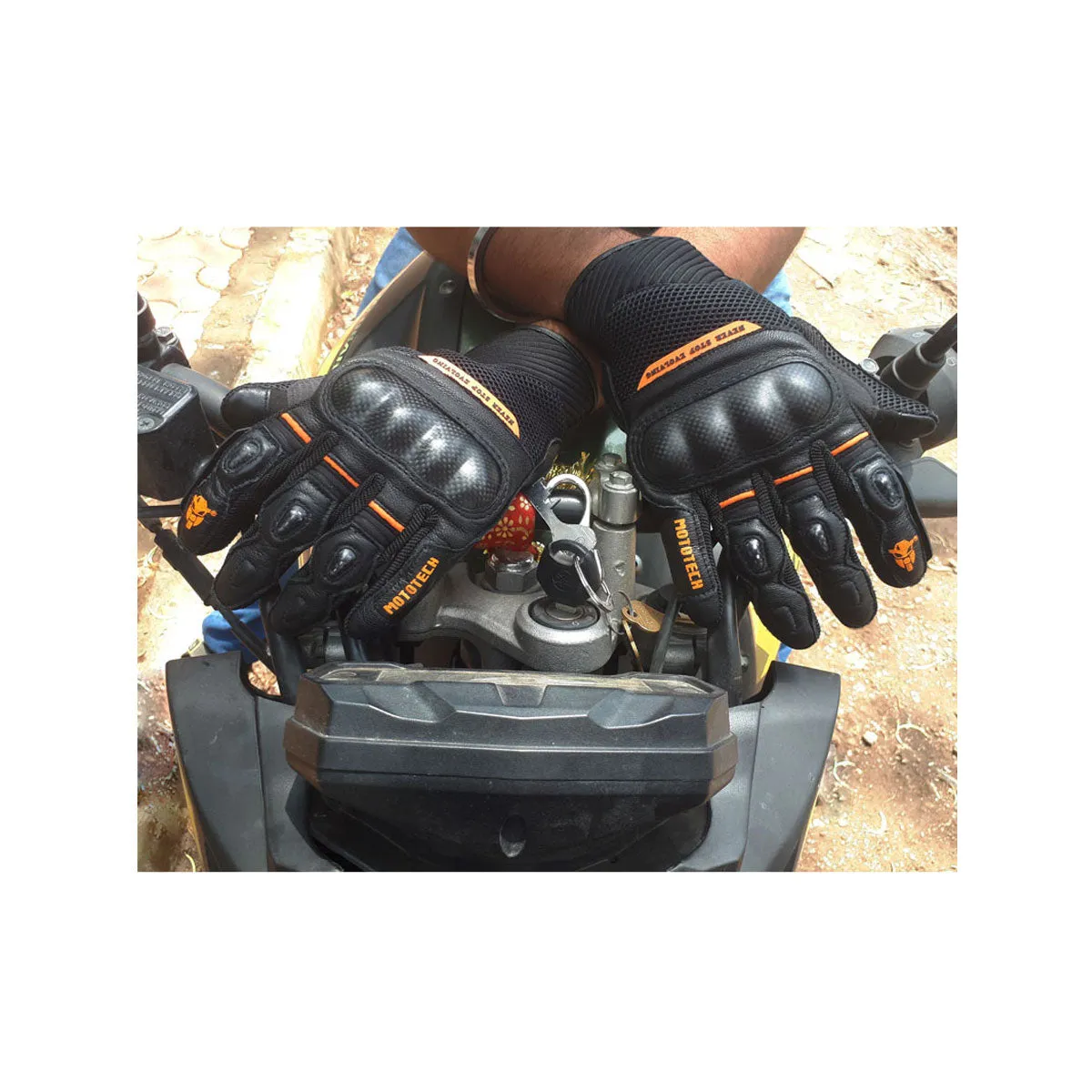 Urbane - Short Carbon Motorcycle Riding Gloves - Orange