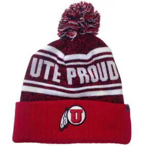 Utah Utes TOW Red "Ute Indian Tribe" Cuffed Knit Beanie Poofball Hat Cap