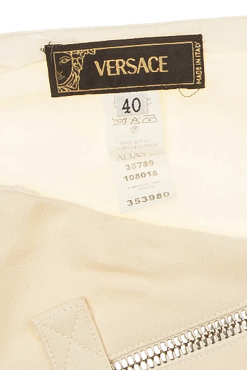 Versace - Cream Pencil skirt with zippers - IT 40