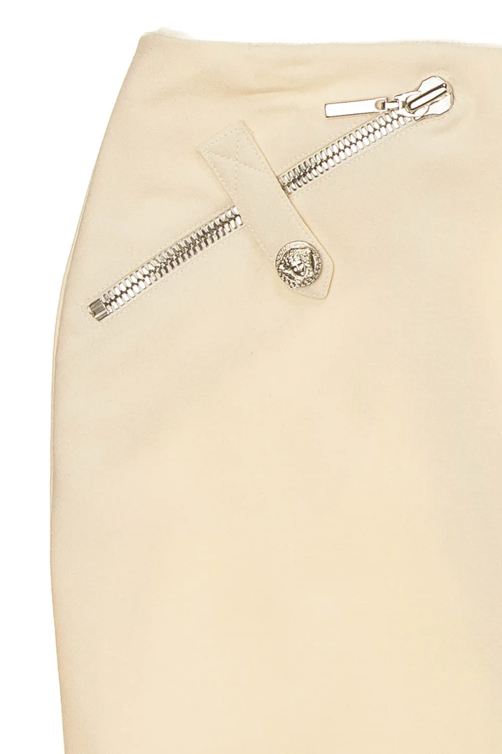 Versace - Cream Pencil skirt with zippers - IT 40