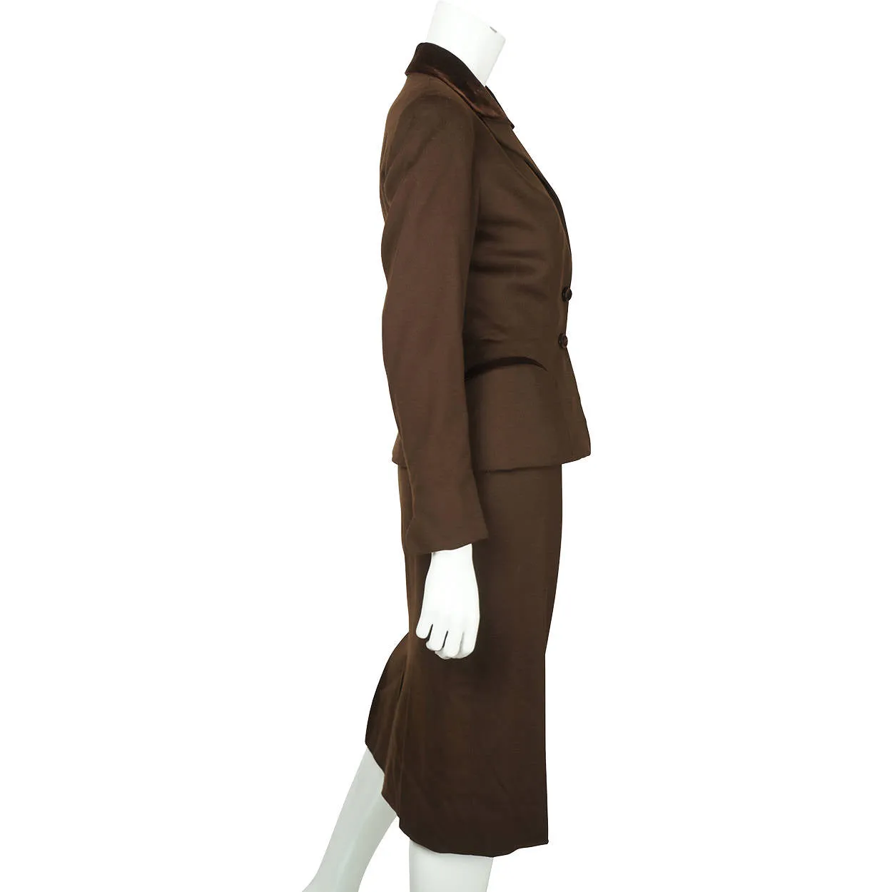 Vintage 1950s Skirt Suit Brown Wool Meme Dysthe Montreal Designer Morgans Sz S M