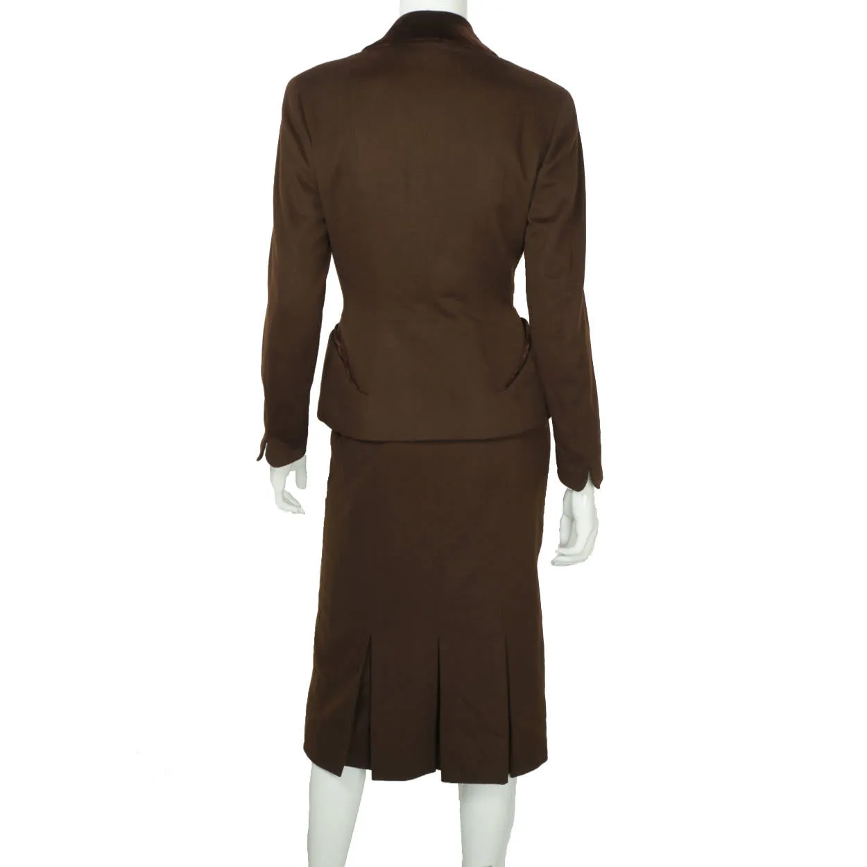 Vintage 1950s Skirt Suit Brown Wool Meme Dysthe Montreal Designer Morgans Sz S M