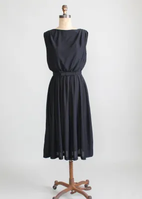 Vintage 1970s Toni Todd Black Draped Back Dress