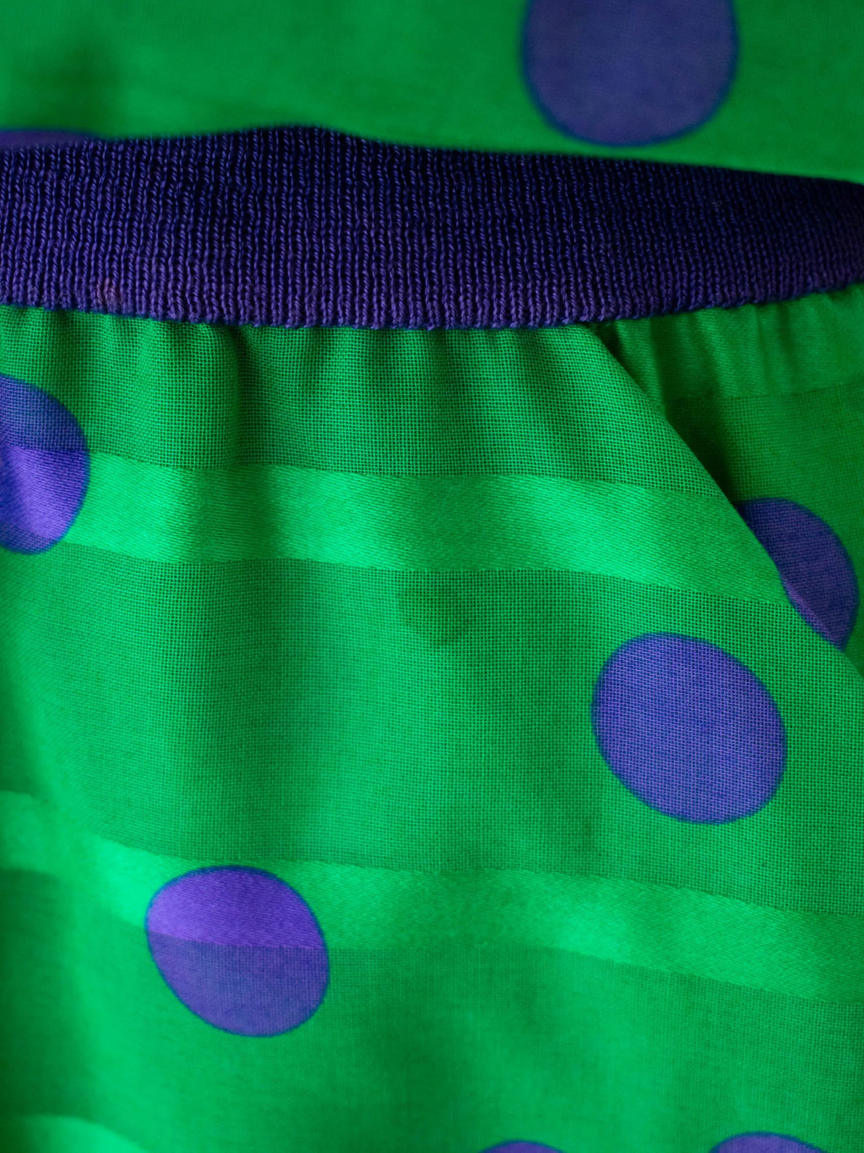 Vintage 1980s AKRIS Green & Purple Polka Dot Dress M