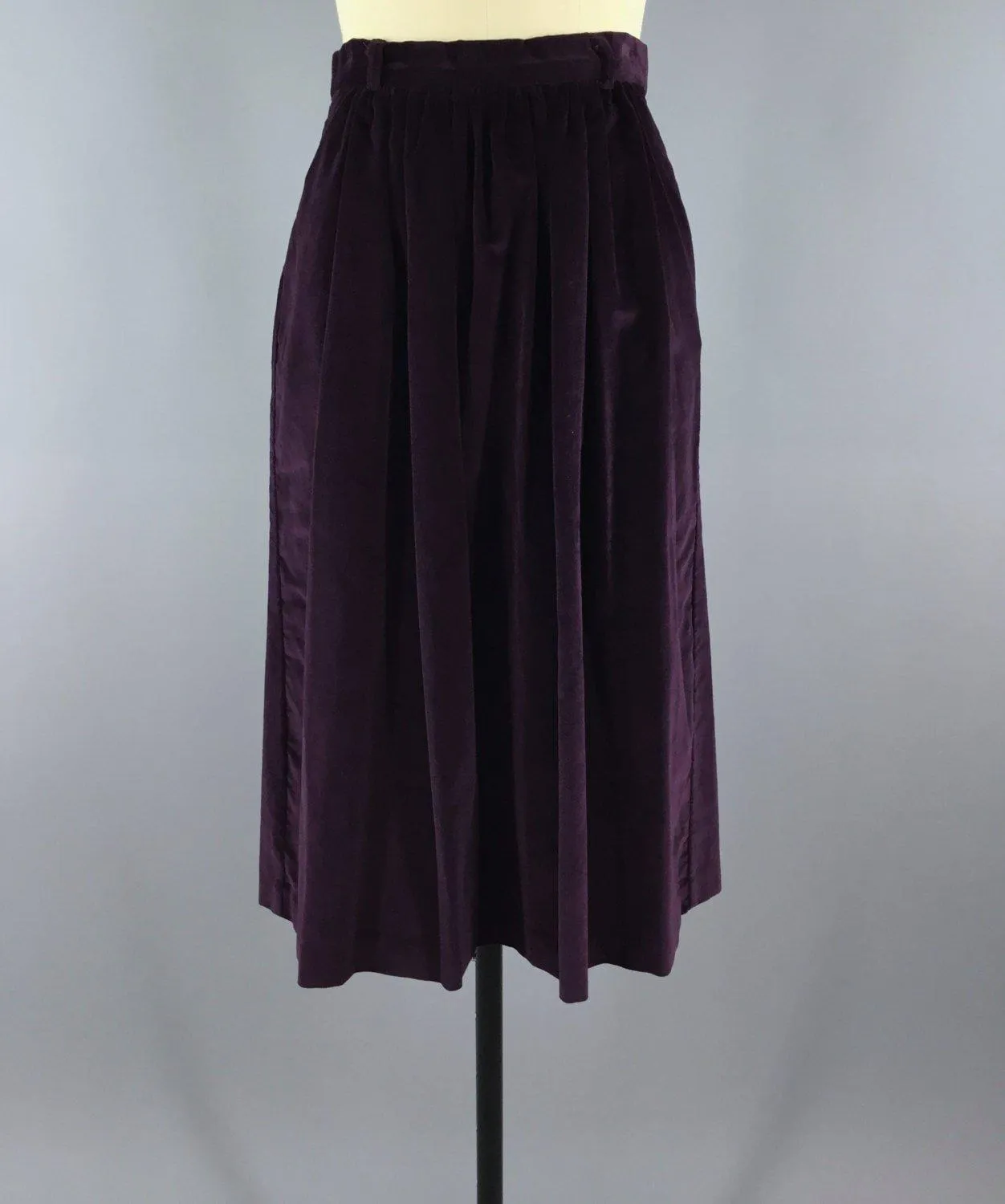 Vintage 1980s Purple Velvet Pencil Skirt